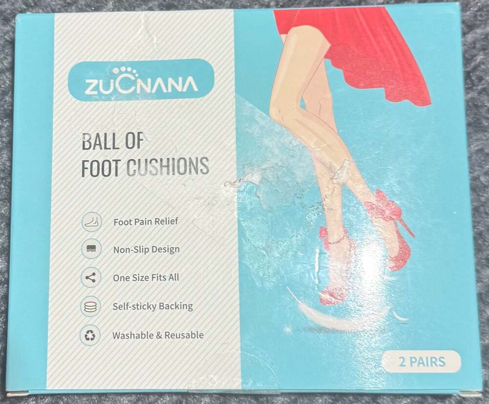 ZUCNANA Ball of Foot Cushions Gel Shoe Inserts (2 Pairs)